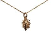 9ct Gold 15x10mm Hedgehog Pendant with a 1.1mm wide cable Chain