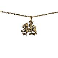 9ct Gold 15x11mm Welsh Dragon Pendant with a 1.1mm wide cable Chain