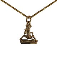 9ct Gold 15x14mm Mouse and Trap Pendant with a 1.1mm wide spiga Chain 16 inches Only Suitable for Children