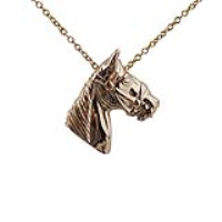 9ct Gold 15x15mm Horse Head Pendant with a 1.1mm wide cable Chain