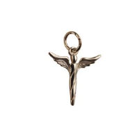 9ct Gold 15x16mm Angel in flight Pendant or Charm