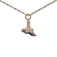 9ct Gold 15x16mm solid Lighthouse and Rock Pendant with a 1.4mm wide belcher Chain