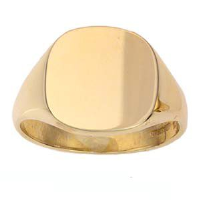 9ct Gold 15x16mm solid plain cushion Signet Ring Sizes R-Z