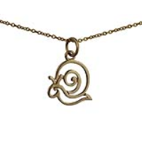 9ct Gold 15x17mm pierced Snail Pendant with a 1.1mm wide cable Chain