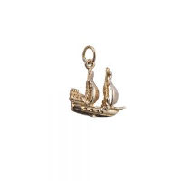 9ct Gold 15x19mm man of war frigate Pendant or Charm