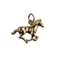 9ct Gold 15x22mm galloping Horse Pendant or Charm