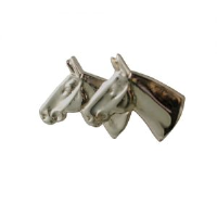 9ct Gold 15x25mm Double horses head Brooch