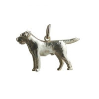 9ct Gold 15x27mm short haired Mastiff Dog Pendant or Charm