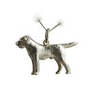 9ct Gold 15x27mm short haired Mastiff Dog Pendant with a 0.6mm wide curb Chain