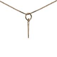 9ct Gold 15x2mm seamstress&#39;s Needle Pendant with a 0.6mm wide curb Chain 16 inches Only Suitable for Children