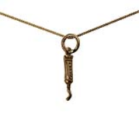 9ct Gold 15x4mm Artist&#39;s Paint Tube Pendant with a 0.6mm wide curb Chain