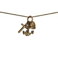 9ct Gold 15x4mm Faith Hope and Charity Pendants with a 0.6mm wide curb Chain 16 inches Only Suitable for Children