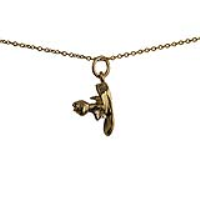 9ct Gold 15x6mm Cat in Shoe Pendant with a 1.1mm wide cable Chain