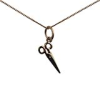 9ct Gold 15x6mm Hairdressers Scissors Pendant with a 0.6mm wide curb Chain