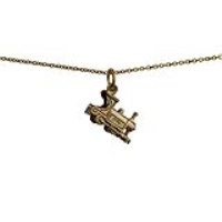 9ct Gold 15x6mm Train Pendant with a 1.1mm wide cable Chain