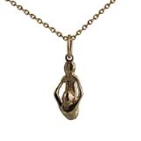 9ct Gold 15x7mm Forward Bend Pose Yoga Position Pendant with a 1.1mm wide cable Chain