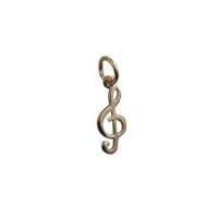 9ct Gold 15x7mm G Clef Pendant or Charm