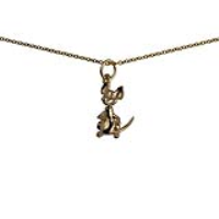 9ct Gold 15x8mm moveable Mouse Pendant with a 1.1mm wide cable Chain