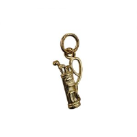 9ct Gold 15x9mm Golf Bag and Clubs Pendant or Charm