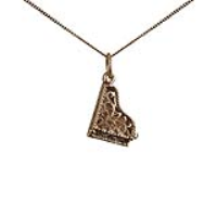 9ct Gold 15x9mm moveable Piano Pendant with a 0.6mm wide curb Chain 18 inches