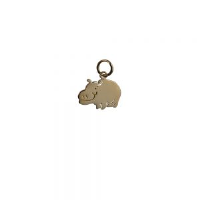 9ct Gold 16x11mm Hippo Pendant or Charm