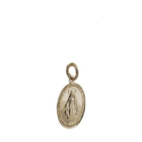9ct Gold 16x11mm oval Miraculous Medallion Medal Pendant