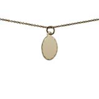 9ct Gold 16x11mm plain oval diamond cut edge Disc Pendant with a 1.1mm wide cable Chain