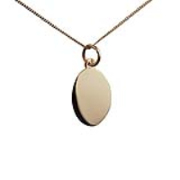 9ct Gold 16x11mm plain oval Disc Pendant with a 0.6mm wide curb Chain