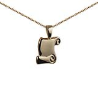 9ct Gold 16x12mm Graduation Scroll Pendant with a 1.1mm wide cable Chain