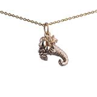 9ct Gold 16x12mm solid Horn of Plenty Pendant with a 1.1mm wide cable Chain 16 inches Only Suitable for Children