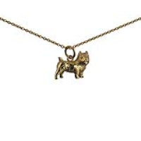 9ct Gold 16x13mm Cairn Terrier Pendant with a 1.1mm wide cable Chain 18 inches