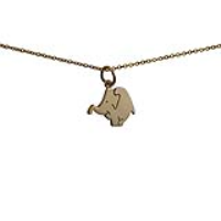 9ct Gold 16x13mm Elephant Pendant with a 1.1mm wide cable Chain