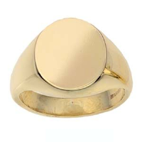 9ct Gold 16x14mm solid plain oval Signet Ring Sizes R-W
