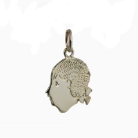 9ct Gold 16x15mm Girl&#39;s Head Pendant or Charm