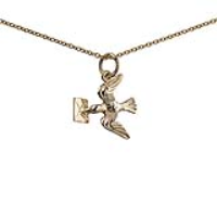 9ct Gold 16x15mm solid Mail Pigeon Pendant with a 1.1mm wide cable Chain 16 inches Only Suitable for Children
