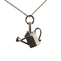 9ct Gold 16x17mm Watering Can Pendant with a 0.6mm wide curb Chain