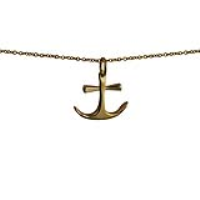 9ct Gold 16x18mm Anchor Pendant with a 1.1mm wide cable Chain