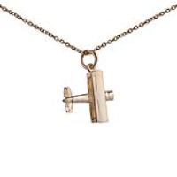 9ct Gold 16x18mm Biplane Pendant with a 1.1mm wide cable Chain