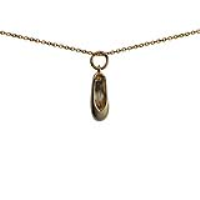 9ct Gold 16x6mm Ballet Shoe Pendant with a 1.1mm wide cable Chain