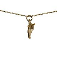 9ct Gold 16x7mm Herald with Trumpet Pendant with a 1.1mm wide cable Chain