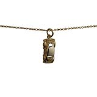 9ct Gold 16x8mm VW Beetle Car Pendant with a 1.1mm wide cable Chain
