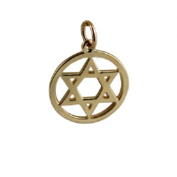 9ct Gold 17mm plain Star of David in a circle Pendant