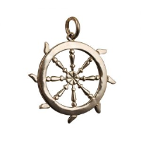 9ct Gold 17mm solid Ships Wheel Pendant or Charm
