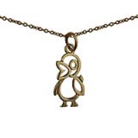 9ct Gold 17x10mm pierced Duck Pendant with a 1.1mm wide cable Chain 16 inches Only Suitable for Children