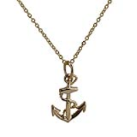 9ct Gold 17x13mm Anchor Pendant with a 1.1mm wide cable Chain