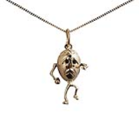 9ct Gold 17x13mm Humpty Dumpty Pendant with a 0.6mm wide curb Chain