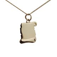 9ct Gold 17x14mm plain Scroll Pendant with a 1.8mm wide curb Chain