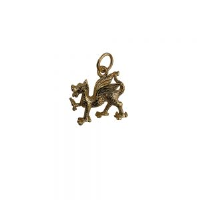 9ct Gold 17x15mm Welsh Dragon Pendant or Charm