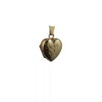 9ct Gold 17x16mm heart shaped hand engraved Locket