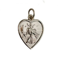 9ct Gold 17x16mm heart St Christopher Pendant or Charm